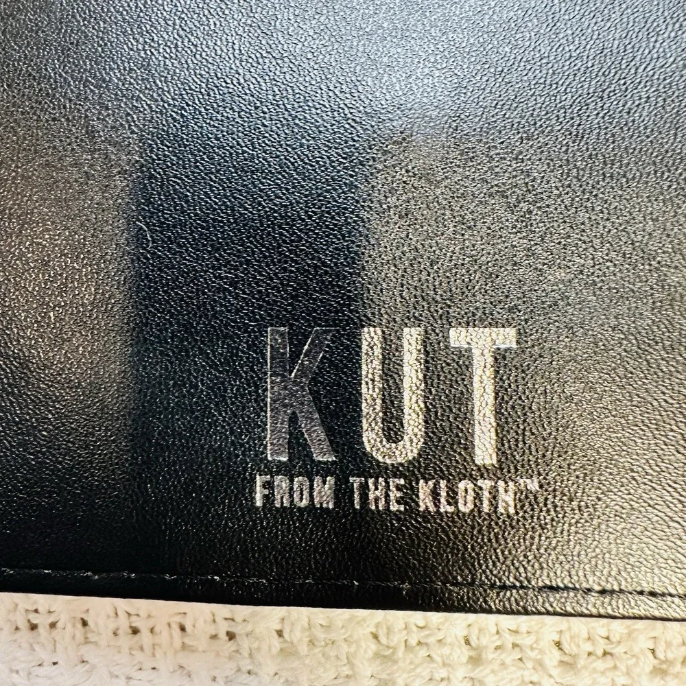 KUT‎ From The Kloth Trifold Clutch Purse Wallet Black & White Striped Snap